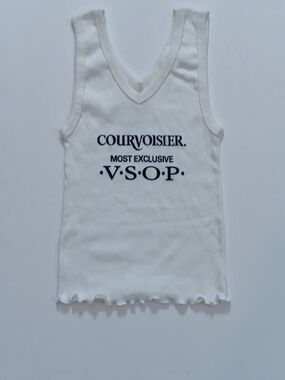 Rare VTG Courvoisier Most Exclusive VSOP White Ribbed Graphic Tank Y2K Small NOS